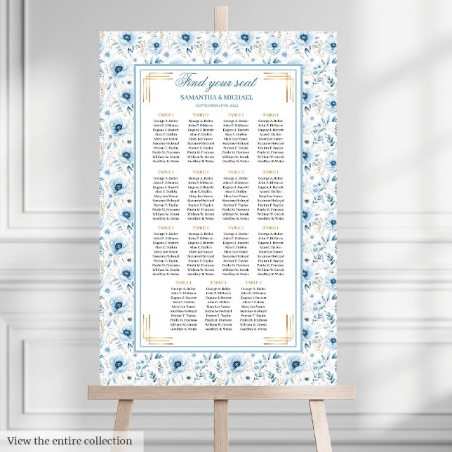 Dreamy Pastel Blue Gold Watercolor Seating Chart (Dreamy Pastel Blue Gold Watercolor Seating Chart)