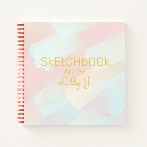 Dreamy Pastel Brushstrokes Personal Sketchbook Notebook