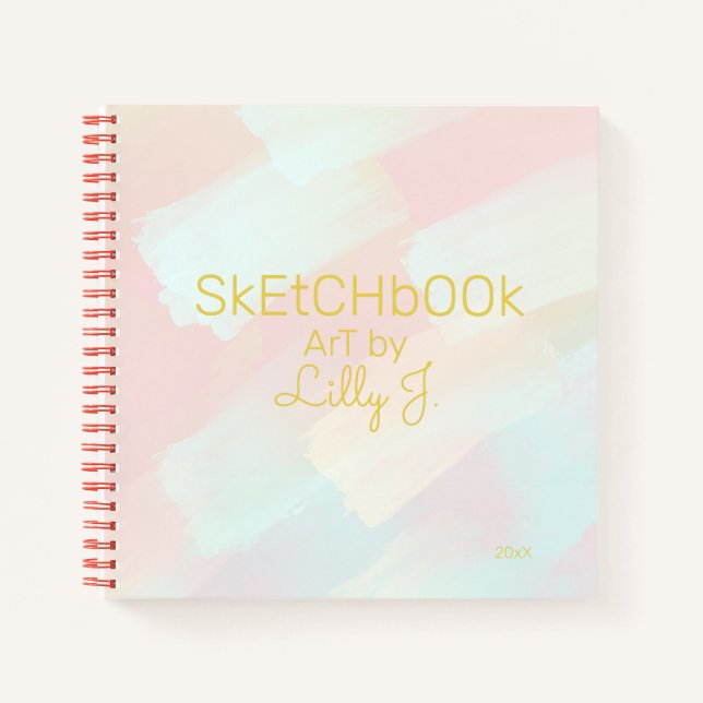 Dreamy Pastel Brushstrokes Personal Sketchbook Notebook (Front)