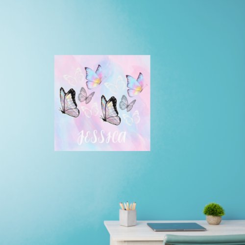 Dreamy Pastel Butterfly Personalized Wall Decal