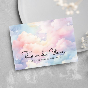 Dreamy Pastel Cloud Bridal Shower Thank You Card