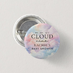 Dreamy Pastel Cloud Nine Baby Shower Button