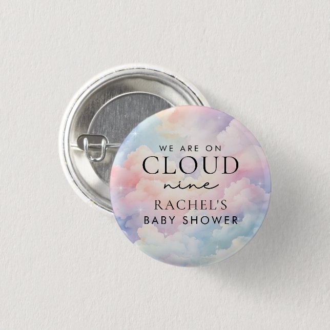 Dreamy Pastel Cloud Nine Baby Shower Button (Front & Back)