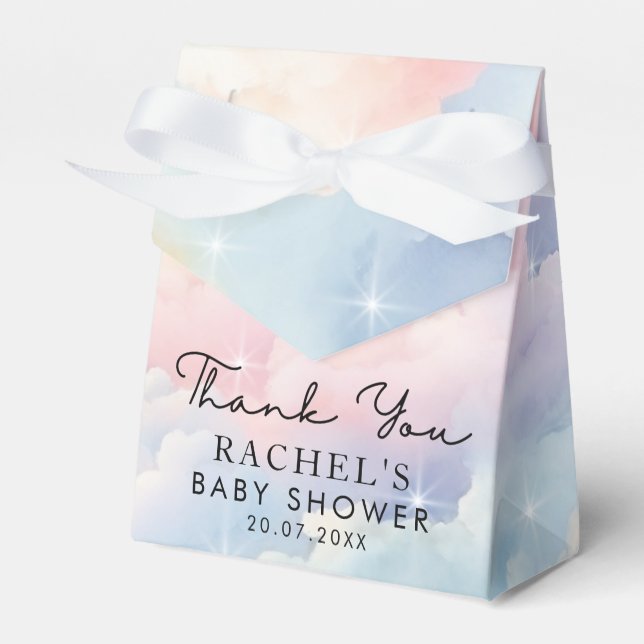 Dreamy Pastel Cloud Nine Baby Shower Favor Boxes (Front Side)