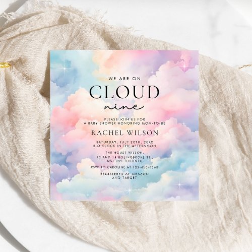 Dreamy Pastel Cloud Nine Baby Shower Invitation