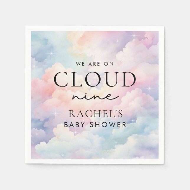 Dreamy Pastel Cloud Nine Baby Shower Napkins (Front)