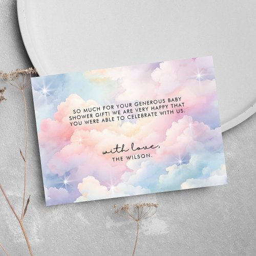 Dreamy Pastel Cloud Nine Baby Shower Thank You Card