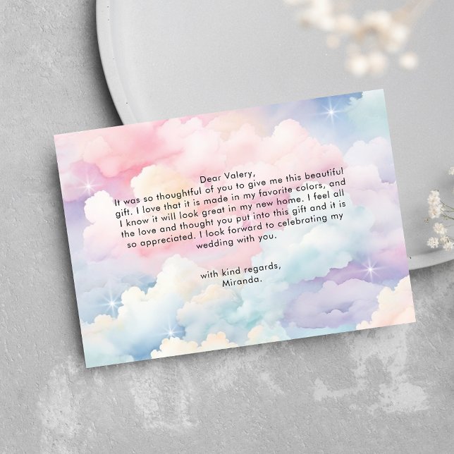 Dreamy Pastel Cloud Nine Bridal Shower Thank You Card (Creator Uploaded)