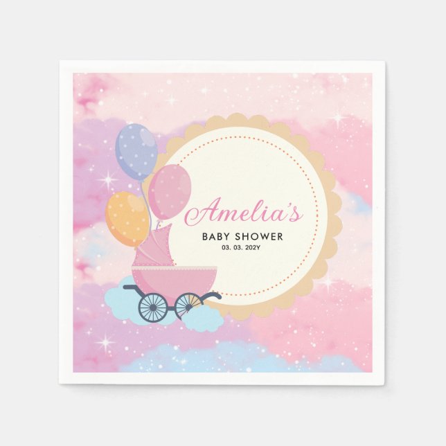 Dreamy Pastel Clouds Baby Shower  Napkins (Front)