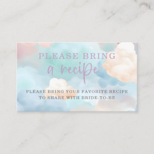 Dreamy Pastel Clouds Bridal Shower Recipe Request Enclosure Card