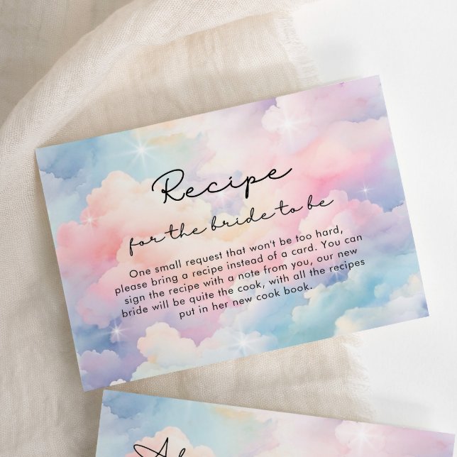Dreamy Pastel Clouds Recipe Bridal Shower Enclosure Card (Creator Uploaded)
