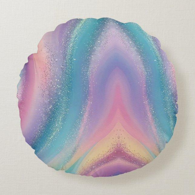 Dreamy Pastel Galaxy Abstract Art Design Round Pillow (Front)