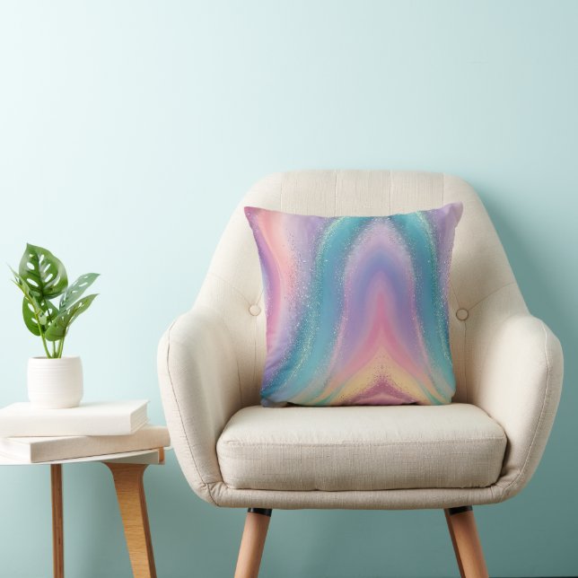 Dreamy Pastel Galaxy Abstract Art Design Throw Pillow (Chair)