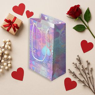 Dreamy Pastel Holographic Heart Cloud Pattern Small Gift Bag