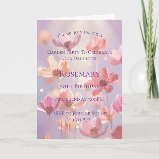 Dreamy Pastel Hyper Bloom Daughter 50th Birthday Card (Front)