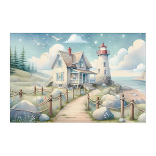 Dreamy Pastel Lighthouse by the Sea Acrylic Print