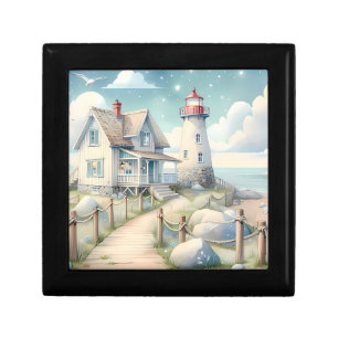 Dreamy Pastel Lighthouse by the Sea Gift Box