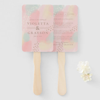 Dreamy Pastel Modern Art Thank You Wedding Hand Fan