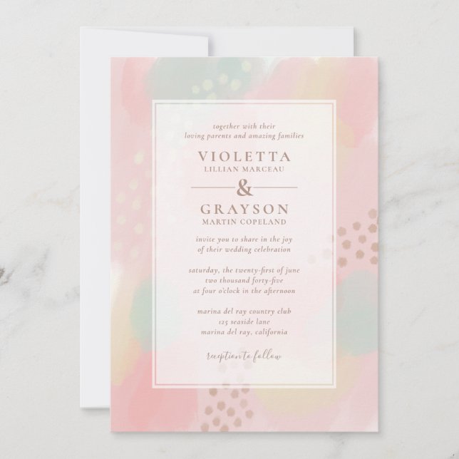 Dreamy Pastel Modern Art Wedding Invitation (Front)