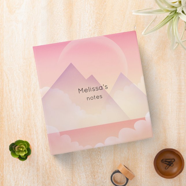 Dreamy Pastel Mountain Landscape 3 Ring Binder (In Situ)