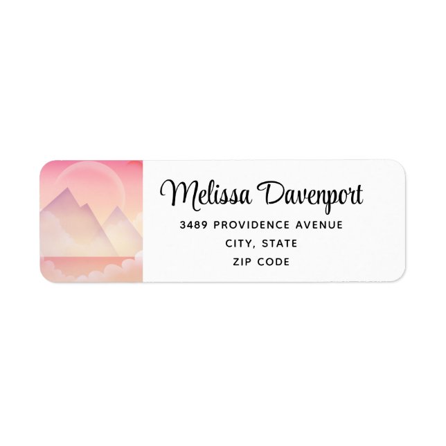 Dreamy Pastel Mountain Landscape Address Label (Front)