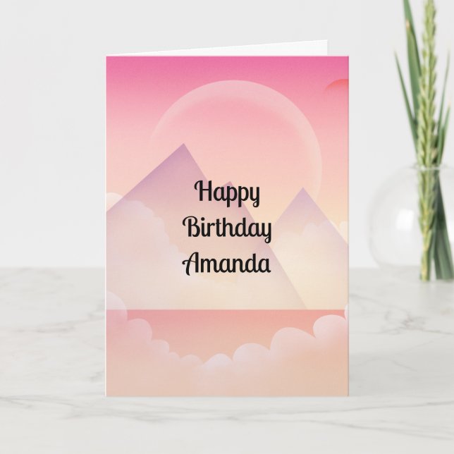 Dreamy Pastel Mountain Landscape Birthday Card (Front)