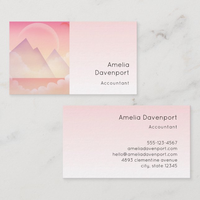 Dreamy Pastel Mountain Landscape Business Card (Front/Back)