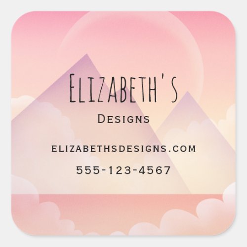 Dreamy Pastel Mountain Landscape Business Square Sticker