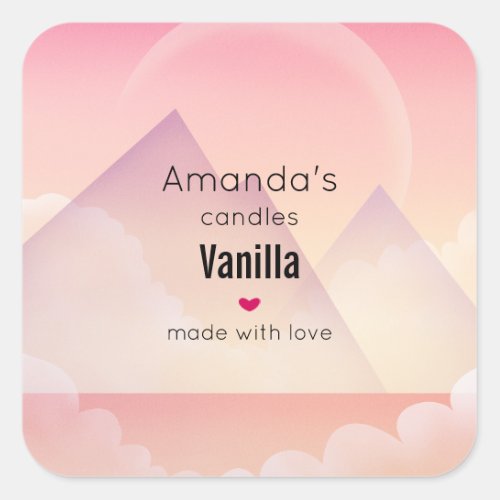 Dreamy Pastel Mountain Landscape Candle Business Square Sticker