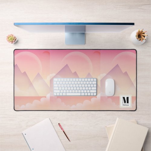 Dreamy Pastel Mountain Landscape Desk Mat