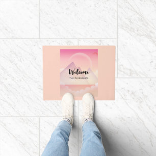 Dreamy Pastel Mountain Landscape Doormat