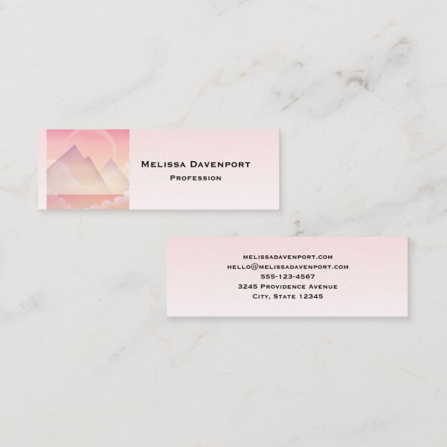 Dreamy Pastel Mountain Landscape Mini Business Card (Front/Back)