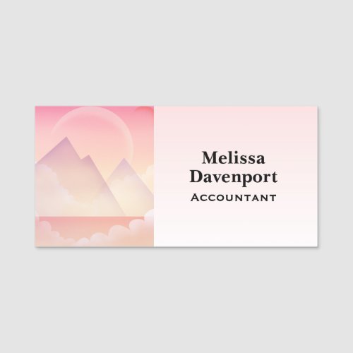 Dreamy Pastel Mountain Landscape Name Tag