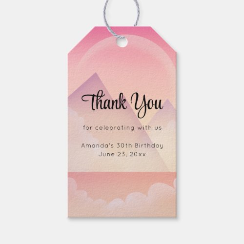 Dreamy Pastel Mountain Landscape Party Thank You Gift Tags