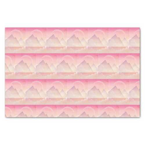 Dreamy Pastel Mountain Landscape Pattern Tissue Paper