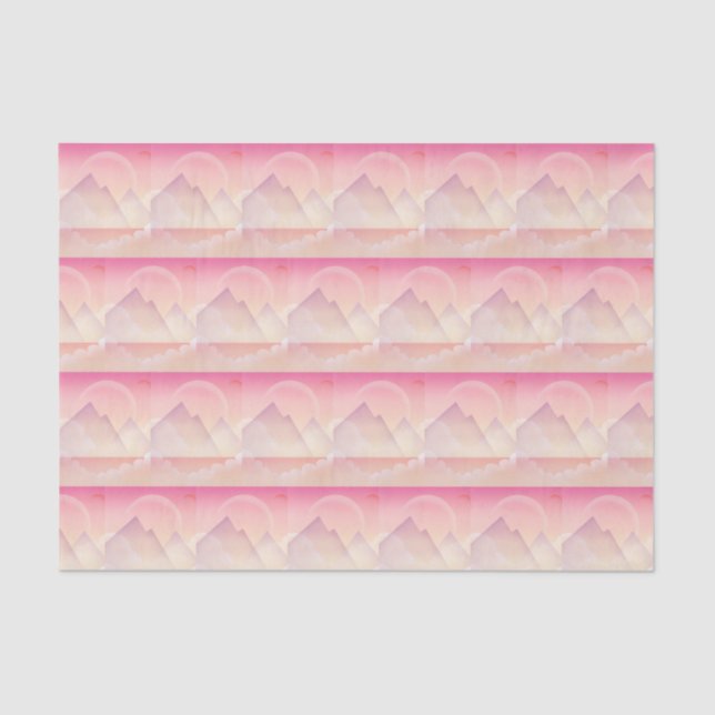 Dreamy Pastel Mountain Landscape Pattern Tissue Paper (Front)