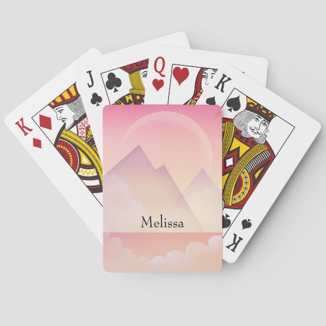 Dreamy Pastel Mountain Landscape Poker Cards (Back)