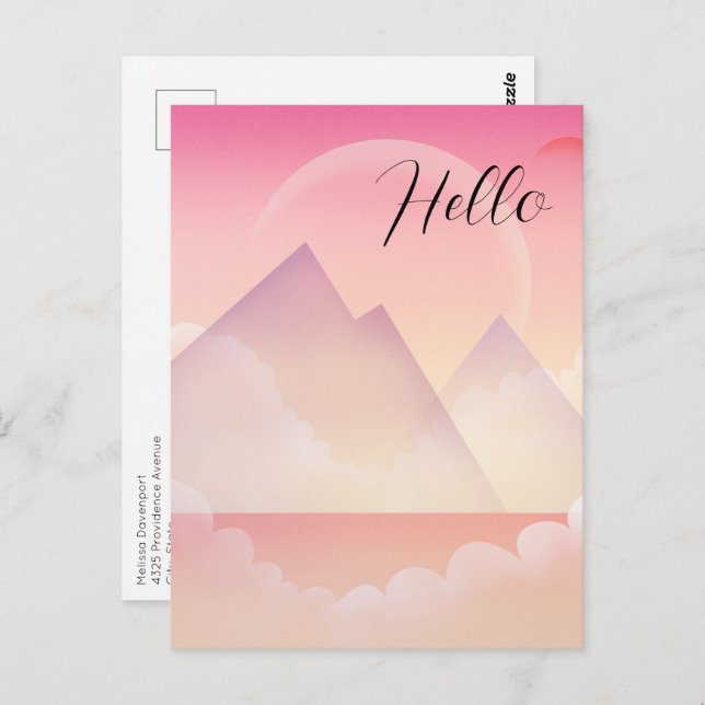 Dreamy Pastel Mountain Landscape Postcard (Front/Back)
