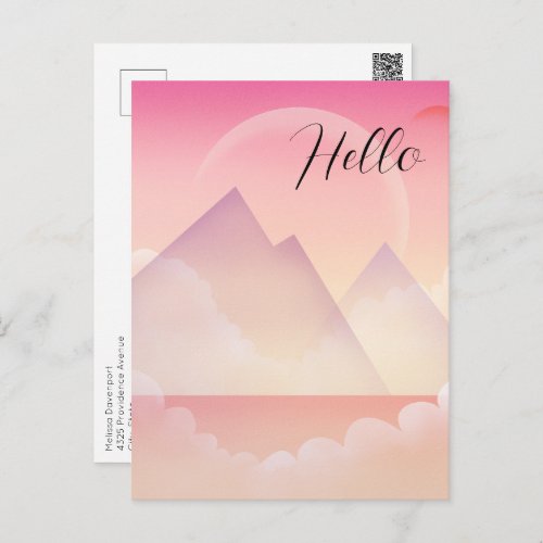 Dreamy Pastel Mountain Landscape Postcard