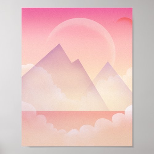 Dreamy Pastel Mountain Landscape Poster