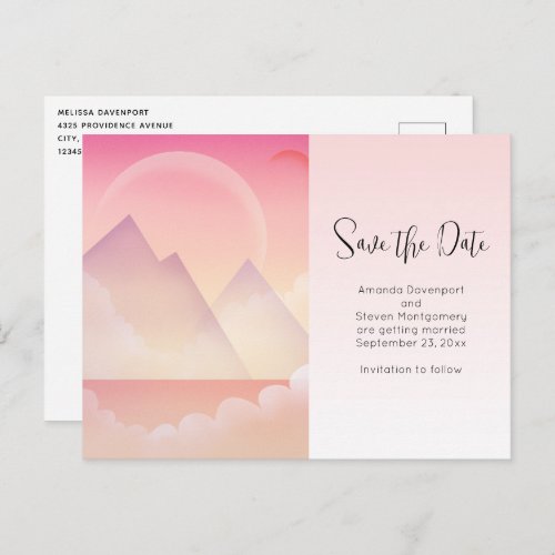 Dreamy Pastel Mountain Landscape Save the Date Invitation Postcard