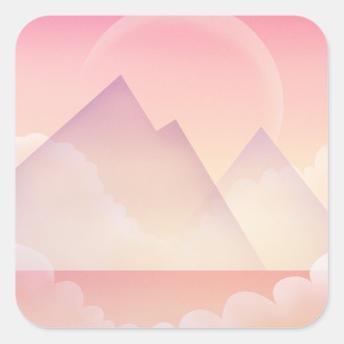 Dreamy Pastel Mountain Landscape Square Sticker
