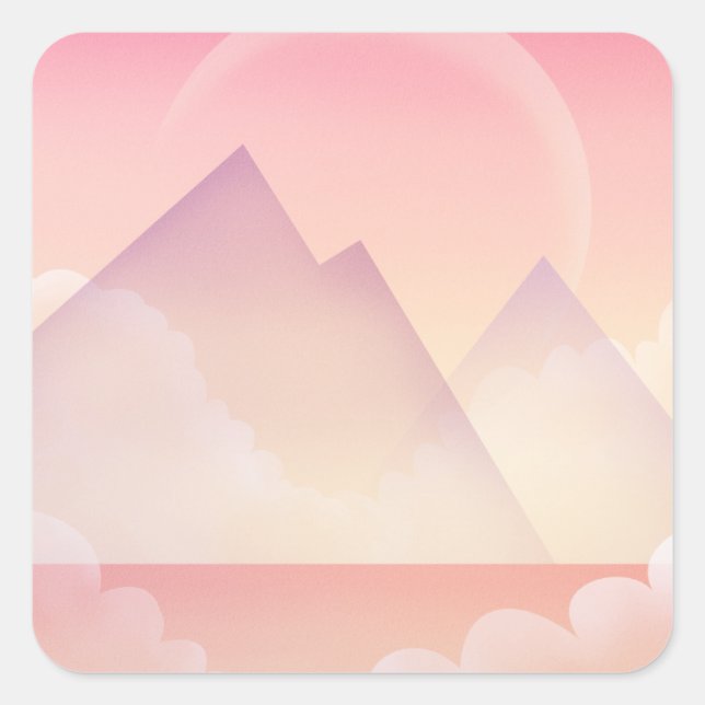 Dreamy Pastel Mountain Landscape Square Sticker (Front)