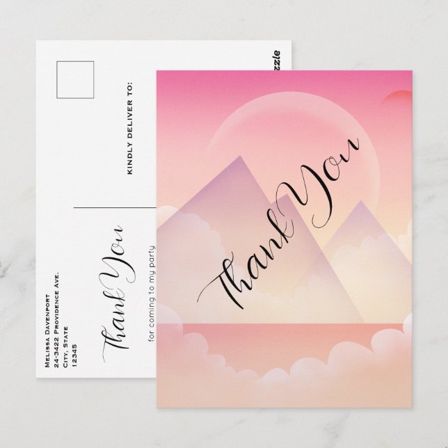 Dreamy Pastel Mountain Landscape Thank You Postcard (Front/Back)