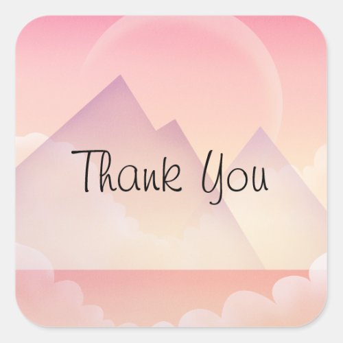 Dreamy Pastel Mountain Landscape Thank You Square Sticker