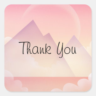 Dreamy Pastel Mountain Landscape Thank You Square Sticker