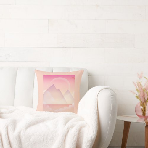 Dreamy Pastel Mountain Landscape Throw Pillow