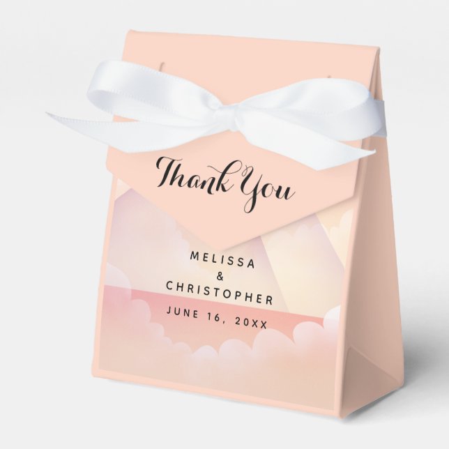 Dreamy Pastel Mountain Landscape Wedding Favor Boxes (Front Side)
