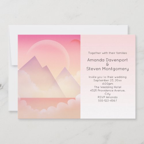 Dreamy Pastel Mountain Landscape Wedding Invitation