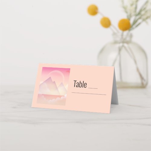 Dreamy Pastel Mountain Landscape Wedding Place Card